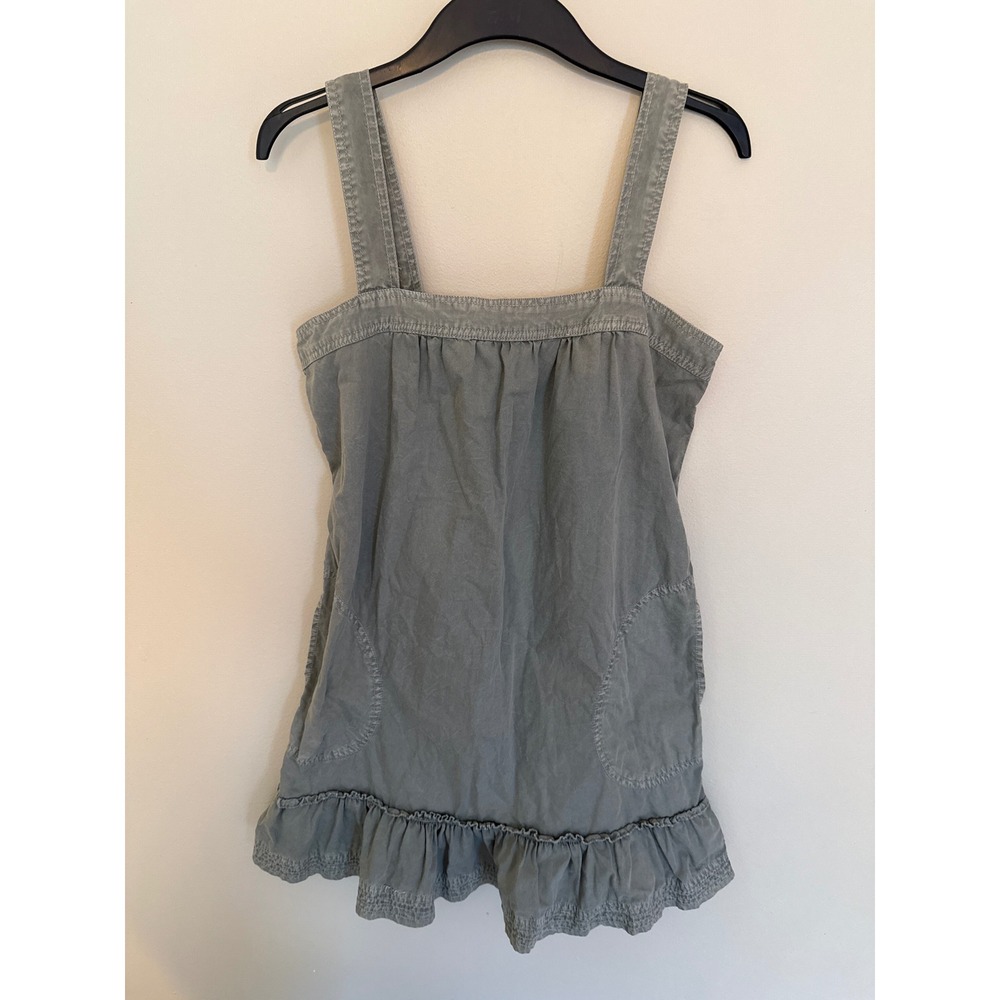 Lucky Brand Olive Green Ruffle-Hem Mini Dress